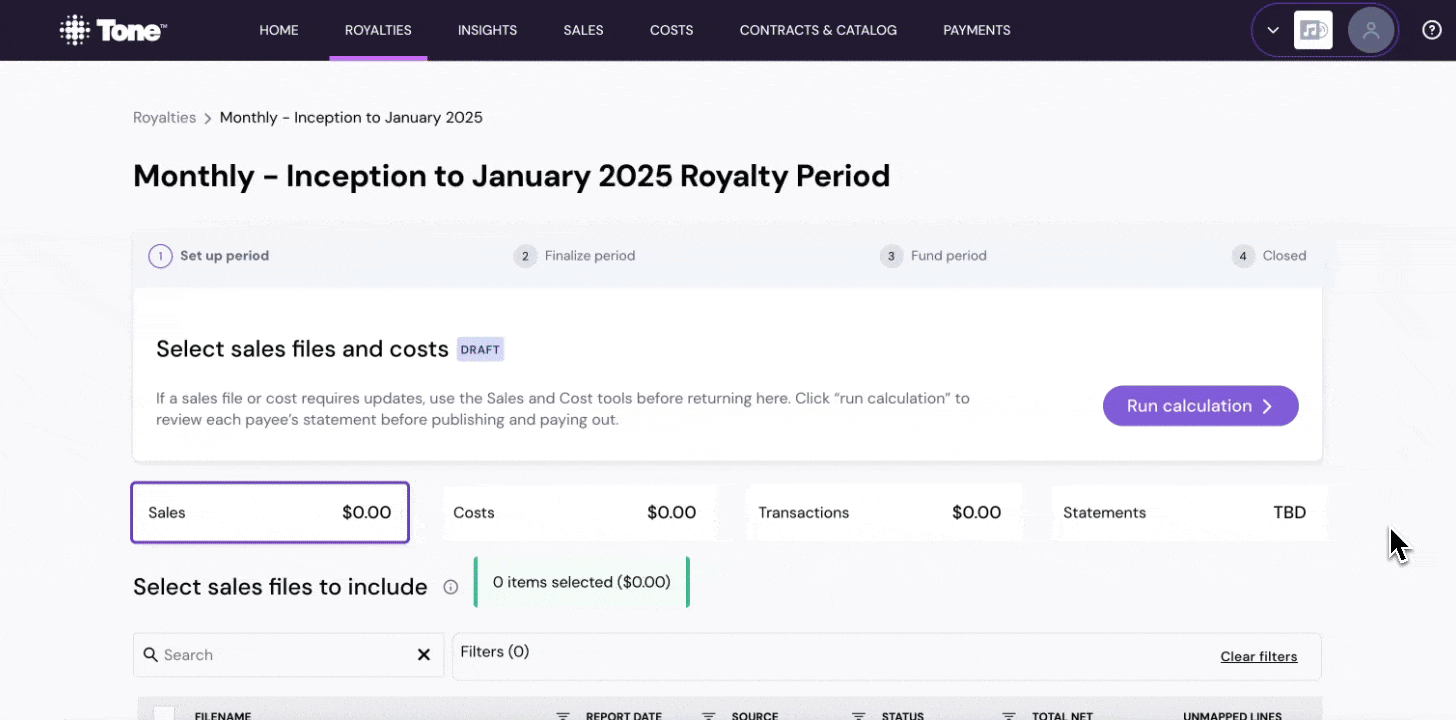 Sales & Costs Feature