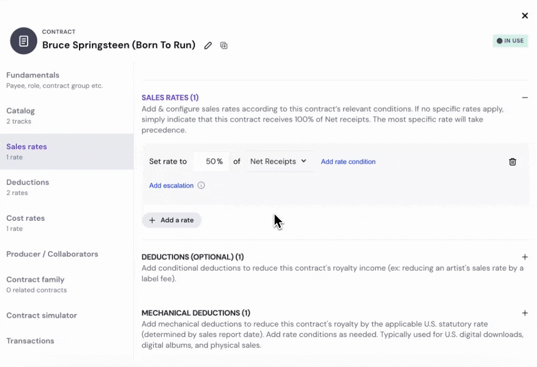 Adding an Escalation to a music royalty rate