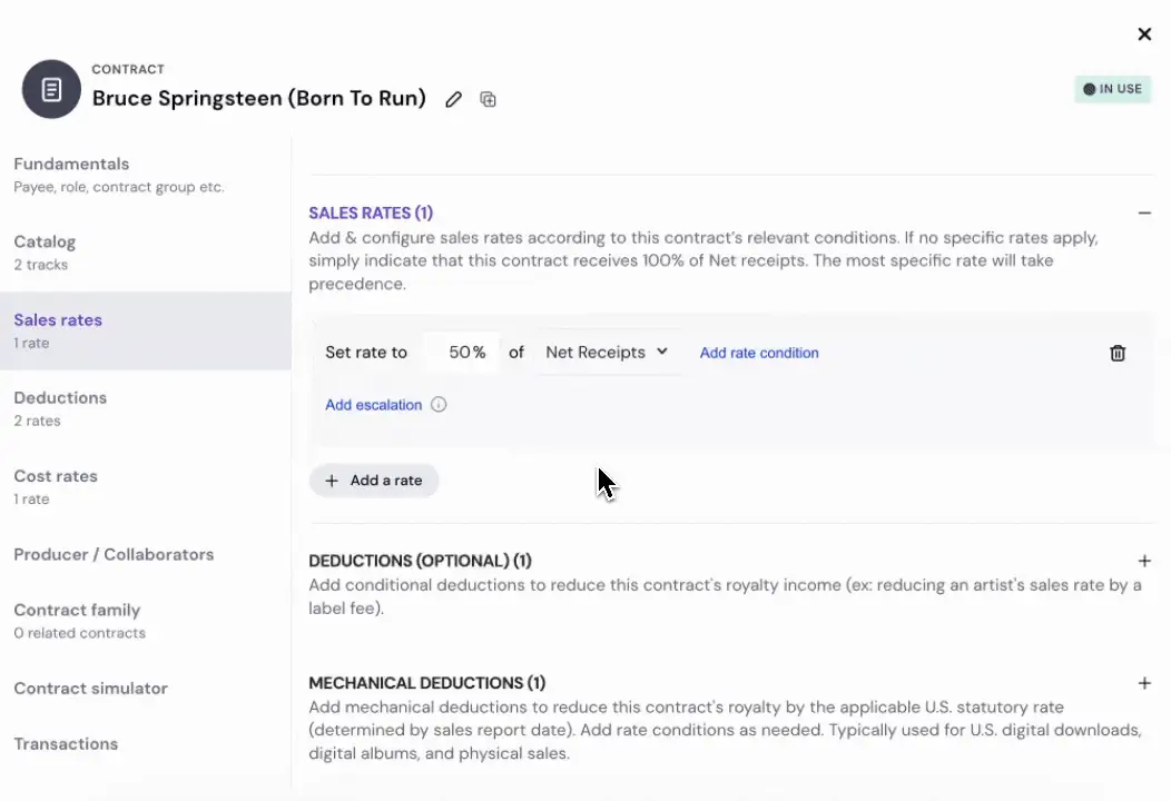 Adding an Escalation to a music royalty rate