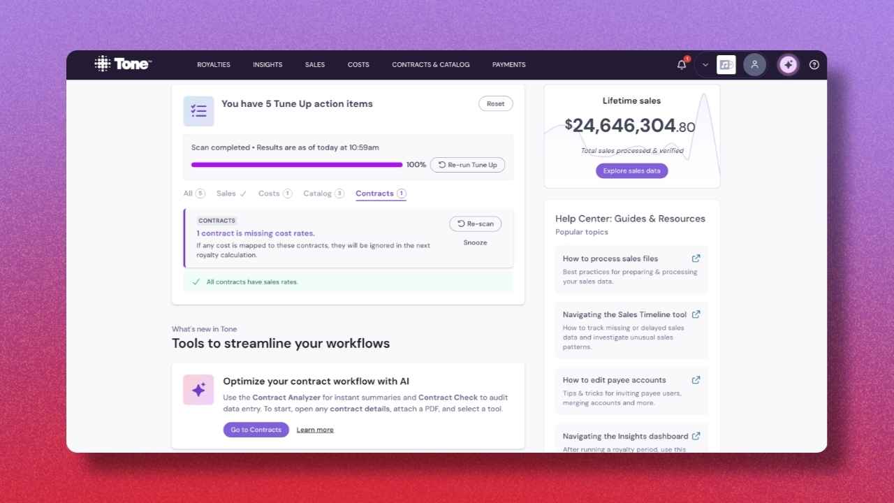 Tone Homepage User Interface
