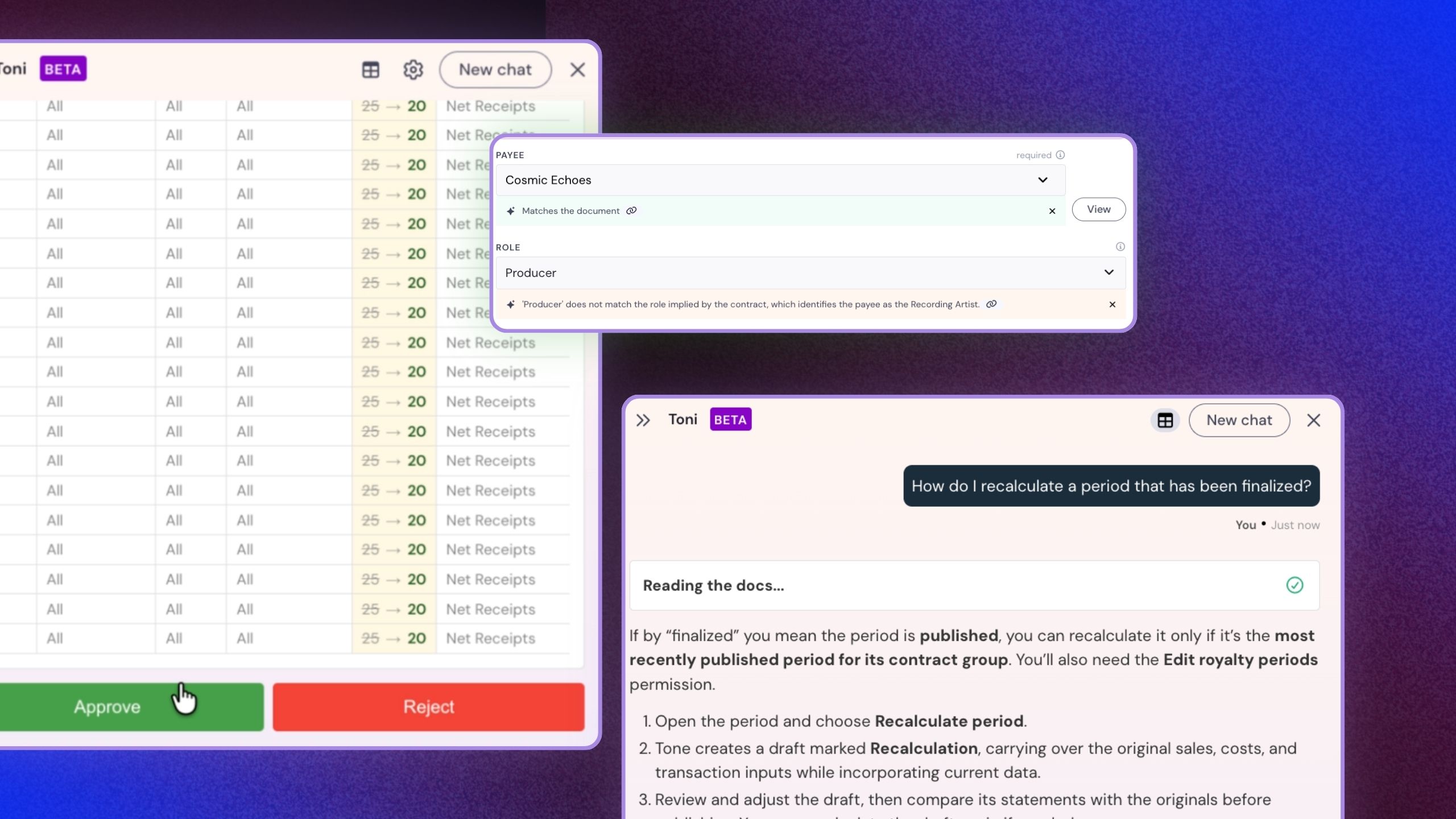 Tone's AI Interfaces within it's software